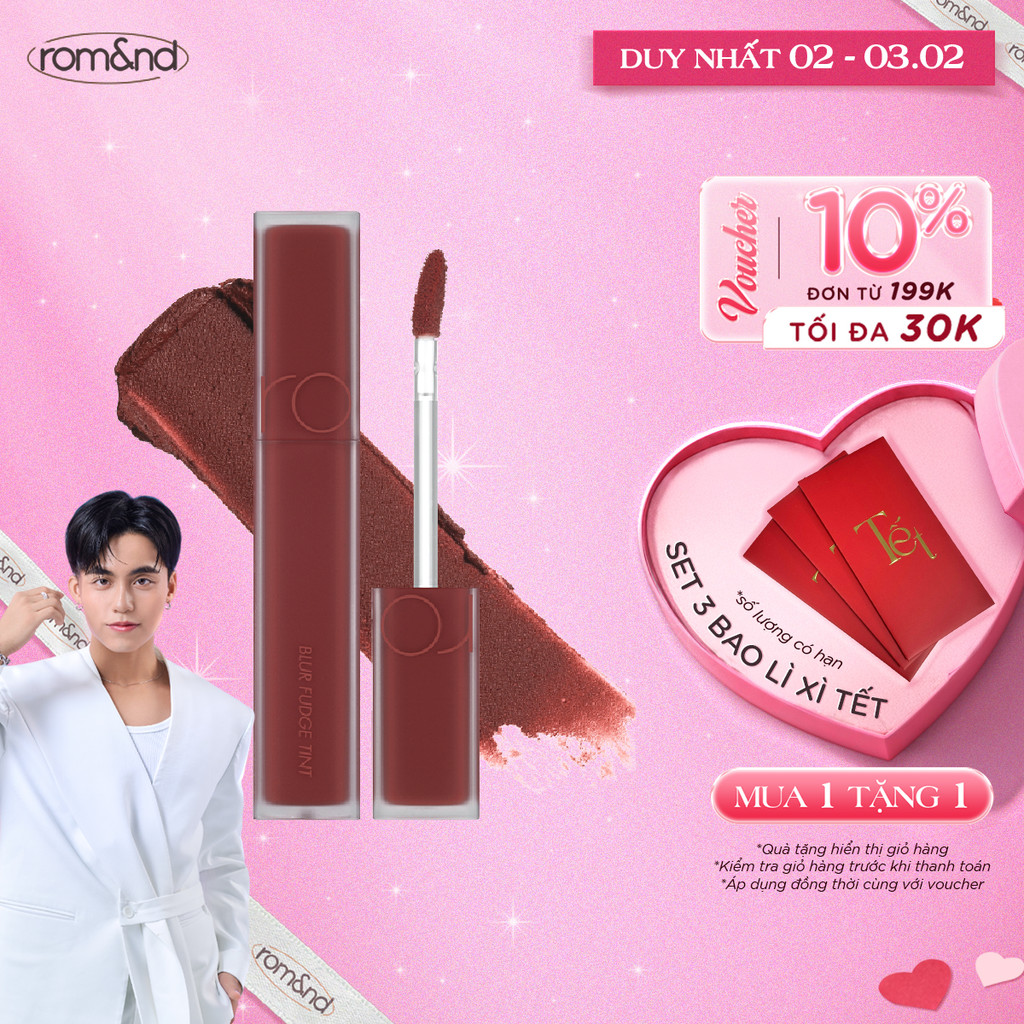 [Rom&nd] Son kem siêu lì, cho đôi môi mịn mượt Hàn Quốc Romand Blur Fudge Tint 5g