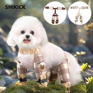SHIKICK Pet Strolling Going Out Pants, Quần bốn chân bảo vệ toàn chân chống bụi, sọc phản quang thời trang có thể điều chỉnh Giày liền quần cho chó chống nước mặc hàng ngày