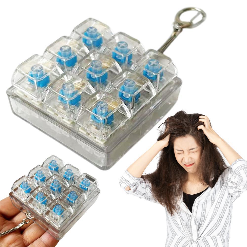 9-key Mechanical Keyboard Fidget Toy - Customizable Switch Tester Keychain With Gentle Clicky W3y2