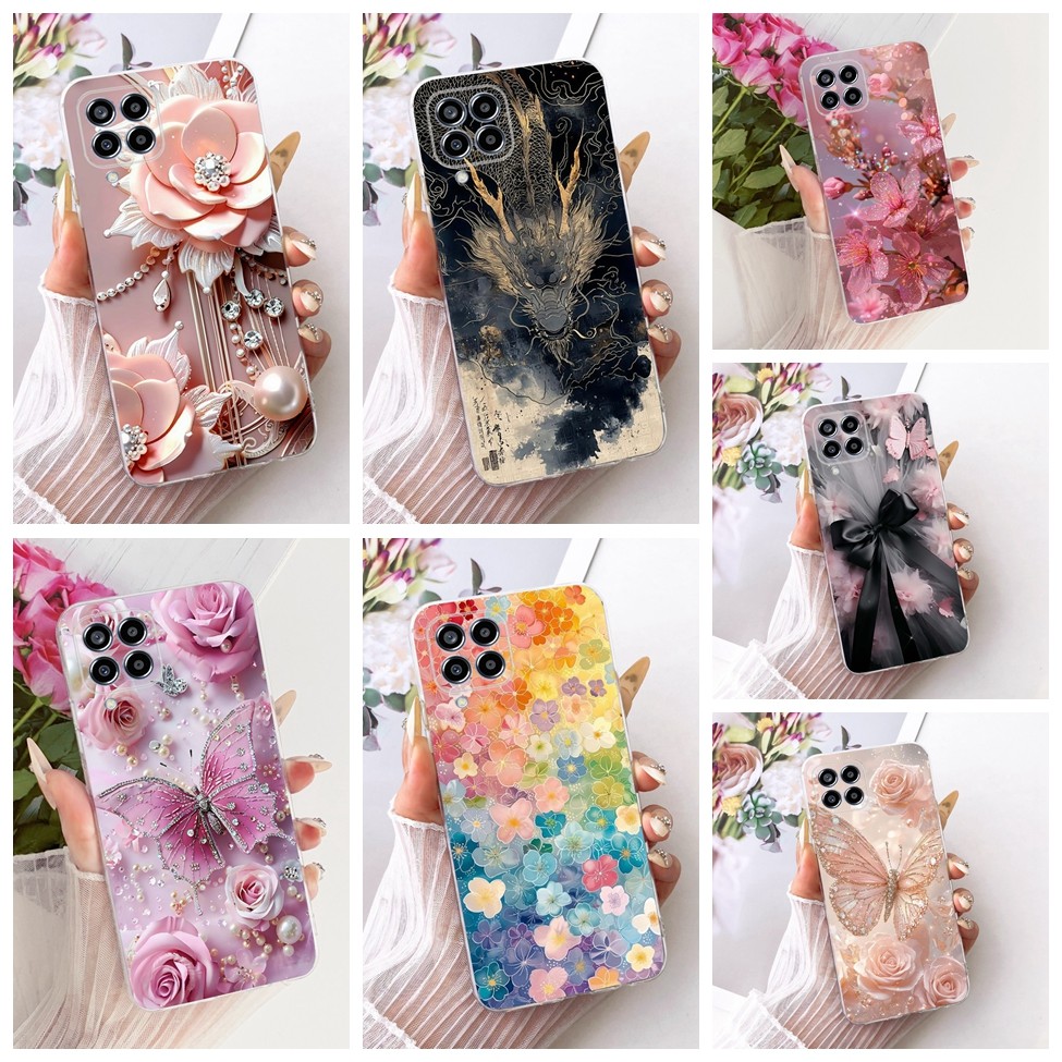 Ốp Trong Suốt Cho Samsung M33 5G Ốp Lưng Mèo Dễ Thương Thời Trang Bướm Sơn Ngộ nghĩnh Vỏ Cho Samsung