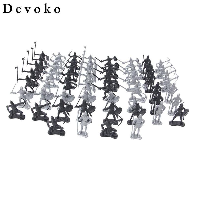 60 Cái / bộ Đồ Chơi Hiệp Sĩ Thời Trung Cổ Cho Trẻ Em Lính Nhân Vật Mô Hình, 5-7cm