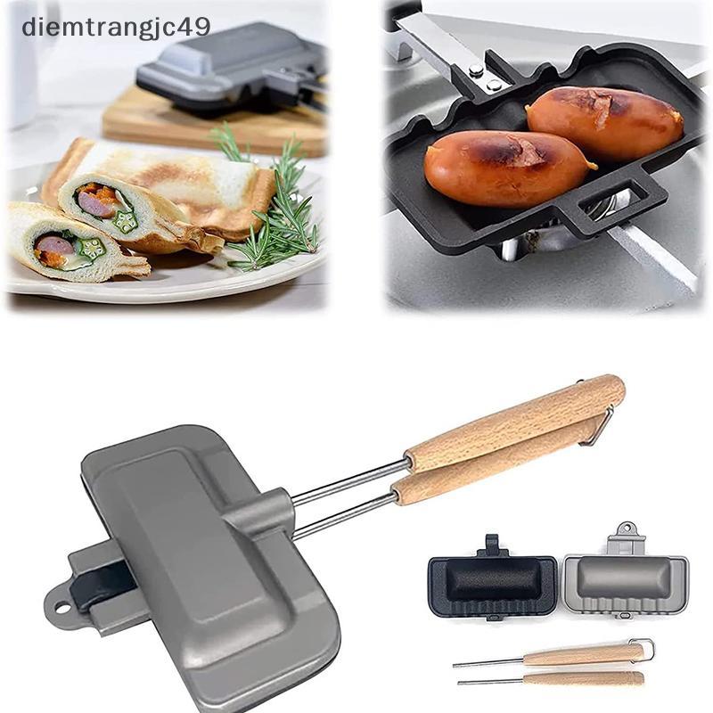 New 1PC hai mặt bánh sandwich Pan chống dính có thể gập lại Grill Frying Pan (thưởng thức)