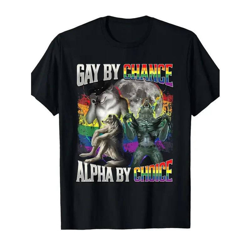 Áo thun LGBT Pride Gay Wolf dành cho nam và nữ Họa tiết đồ họa mát mẻ Tất cả các mùa