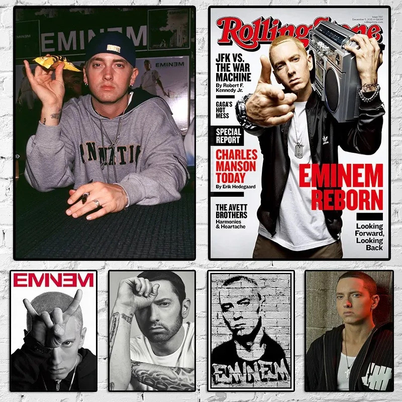 Eminem Áp Phích 8 Dặm Áp Phích Hip Hop Rapper Ca Sĩ Eminem Poster Tranh Canvas Trang Trí Nhà Nghệ Th