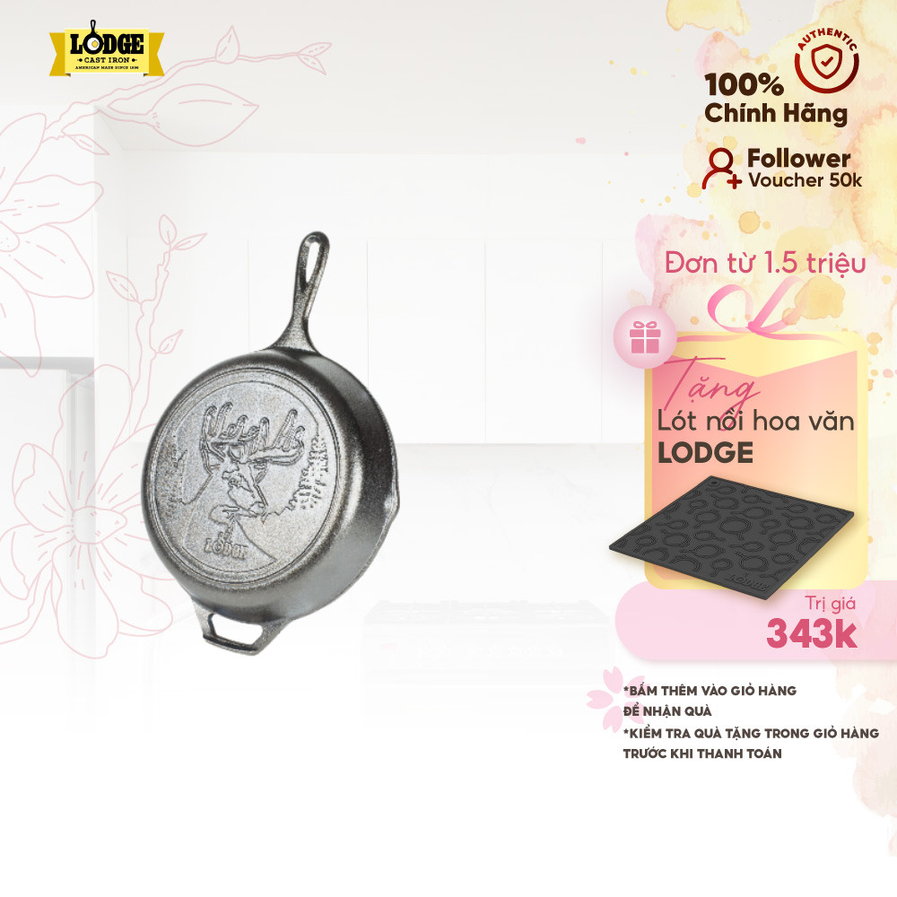 Lodge - Chảo gang đáy hình hươu - 26cm