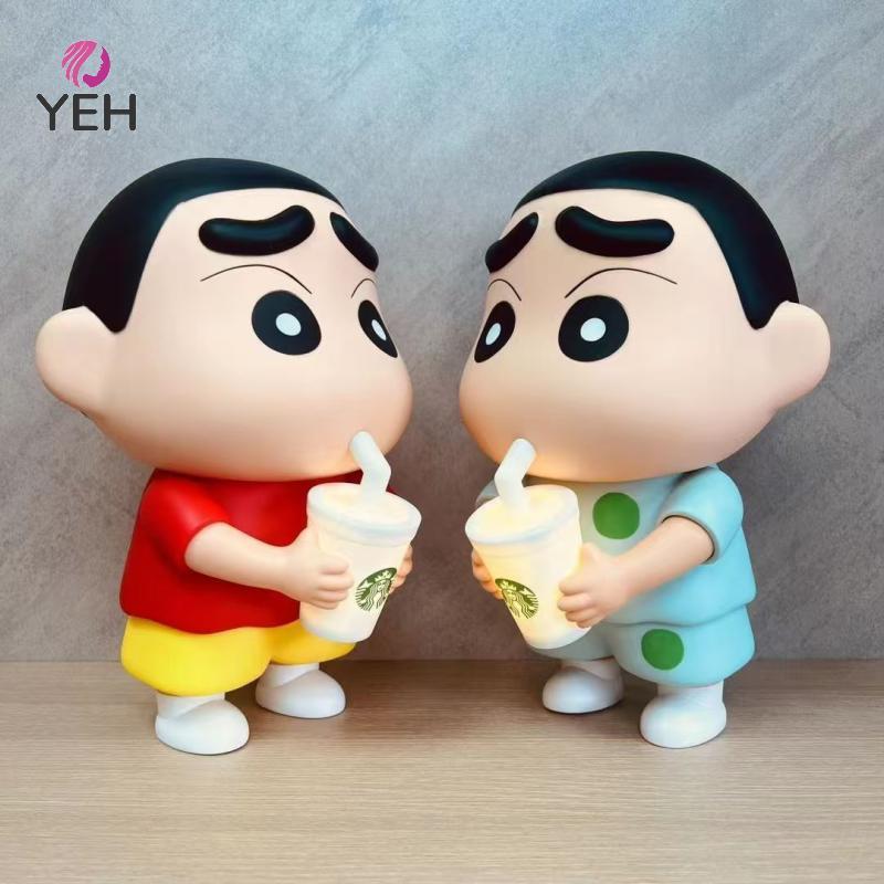 < YEH > 1 Mảnh Vinyl Trà Sữa Phát Sáng Cốc Để Bàn Trang Trí 25cm Mới Crayon Shin-Chan Tay Tay Noob A