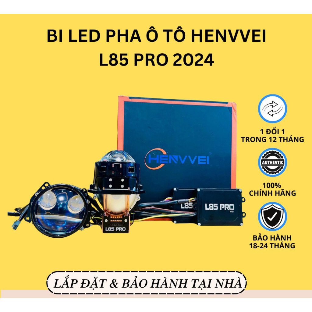 New   Bi LED HENVVEI L85 Pro 2024 - Đèn Pha Siêu Sáng Cho Ô Tô