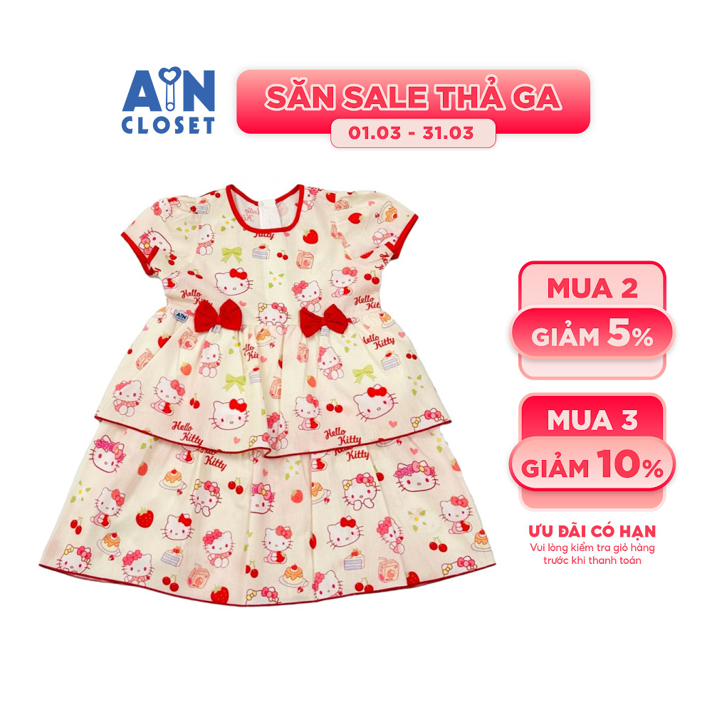 Đầm bé gái hoạ tiết Mèo Đỏ Cotton - AICDBGXEMDQO - AIN Closet