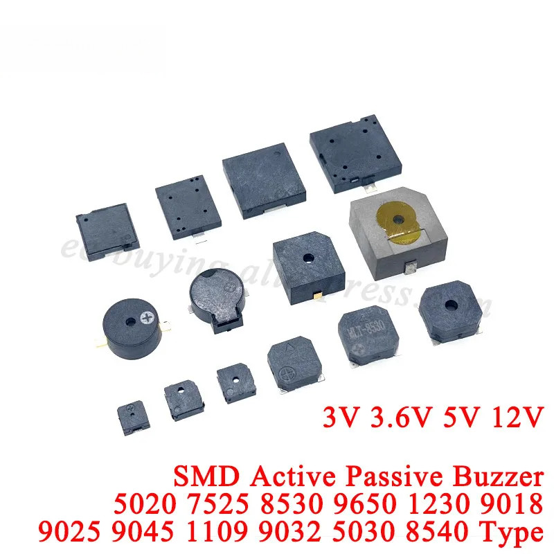 10 Chiếc Buzzer 5020 7525 8530 9650 1230 9032 3V 3.6V 5V Từ MINI Hoạt Động Thụ Động Piezo Buzzer Loa
