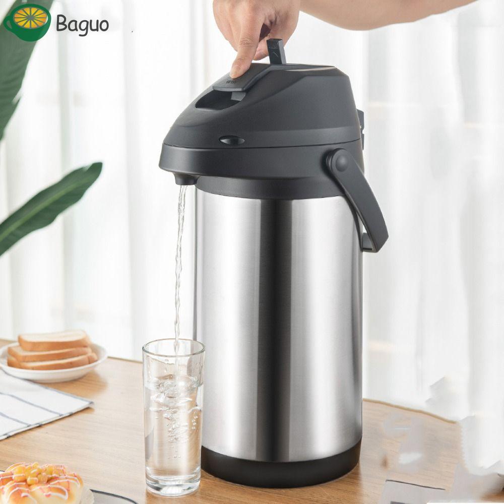 Baguo Nồi cà phê BAGUO Airpot, Ấm đun nước giữ nhiệt cách nhiệt loại ép, Thép không gỉ gia dụng có m