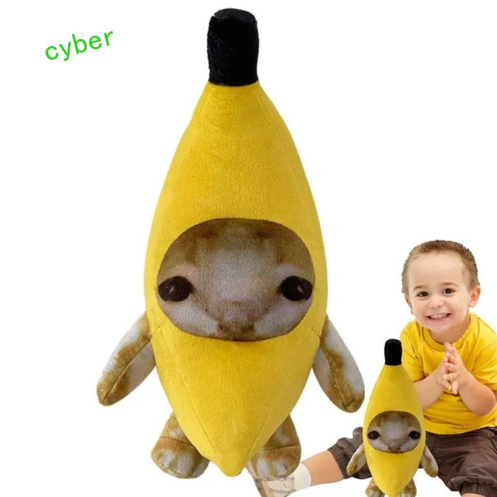 CYBERLINX Banana Cat Đồ chơi sang trọng, Búp bê mèo chuối Búp bê nhồi bông Happy Cat Đồ chơi nhồi bô
