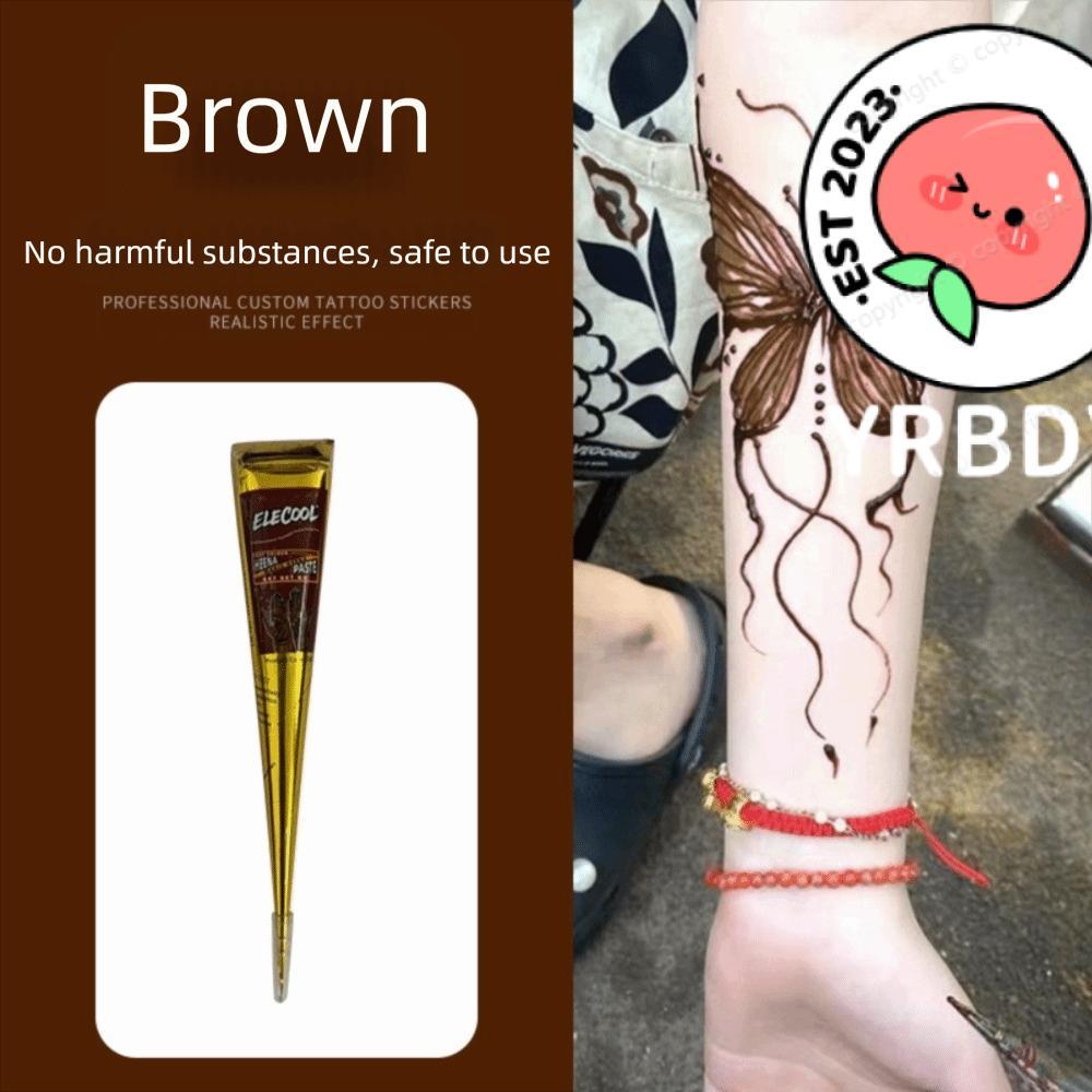 YRBWDYZDH Henna Tattoo Cream, Black Brown Semi-permanent Henna Paste Cone, Henna Cream Dễ sử dụng Tạ