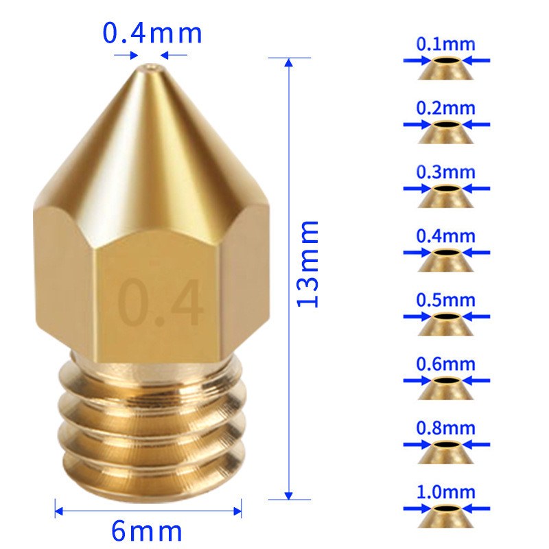 Vòi phun MK8 3d Phụ kiện máy in Vòi phun mk8 Vòi phun đồng thau mũi nhọn Makerbot