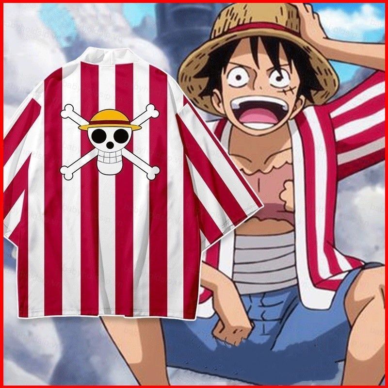 BS1 Luffy One Piece Haori Kimono haori linh mục frock cardigan áo len áo thun cosplay vải SB1