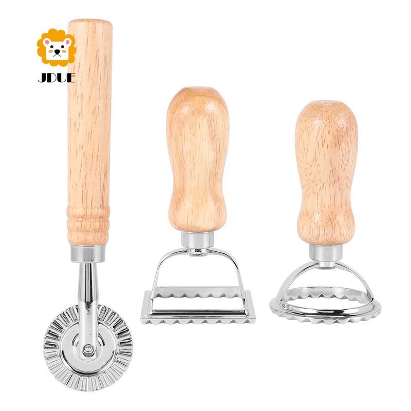 Bộ 3 Món Ravioli Pasta Cắt, Máy Làm Tem Ravioli Có Tay Cầm Bằng Gỗ Ravioli Cắt Pasta Cho Ravioli, Pa