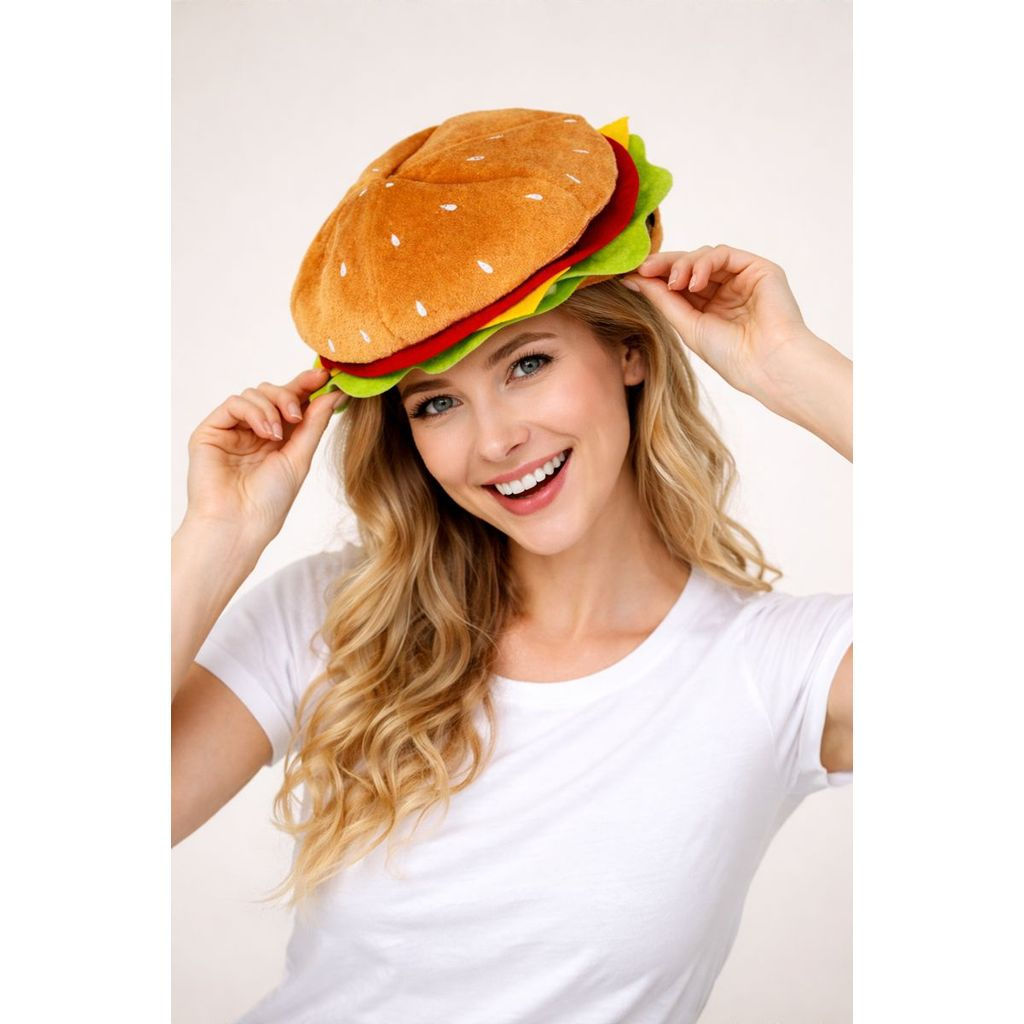 Hamburger Burger Hat Sang Trọng Ngộ nghĩnh Thực Phẩm Trang Phục Nón Đảng Cosplay Unisex Đảng Mũ Mặt 