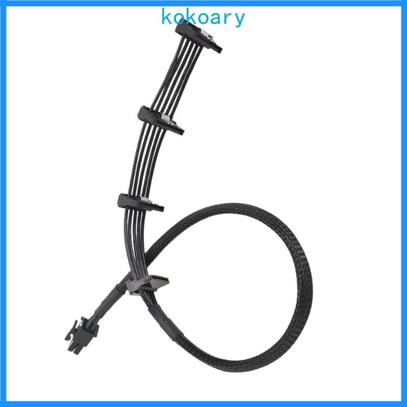 Cáp PSU mô-đun KOK 6Pin sang SATAs Dây cấp nguồn ổ cứng 18AWG 4 cổng