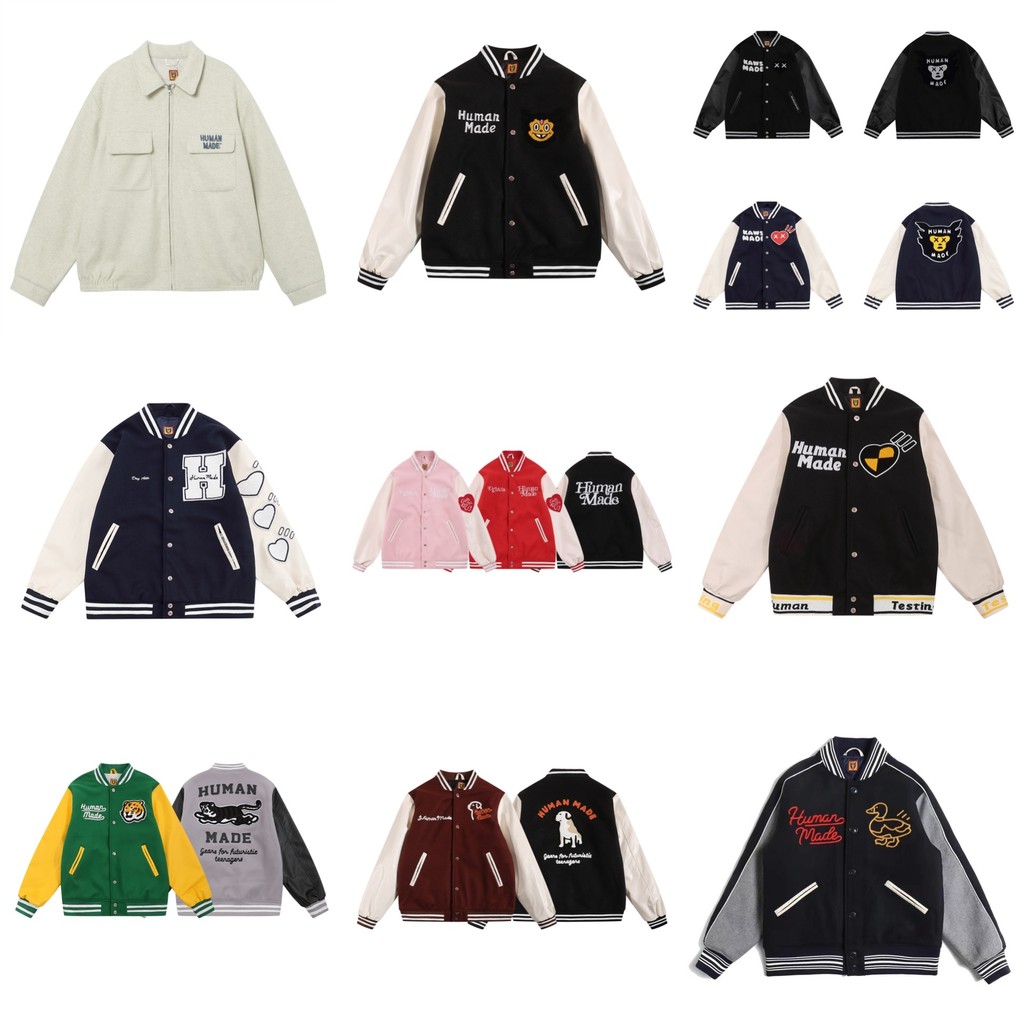 HUMAN MADE In-stock Japanese-style embroidered baseball jacket with fleece lining Couple's vintage j