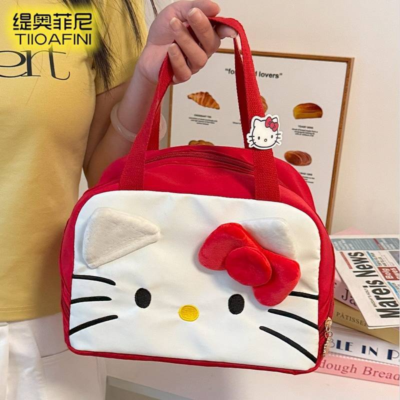 Hello Kitty Lunch Box Bag Cute Cartoon Extra Thick Insulated Tote Portable Student Girls Lunch Bag L