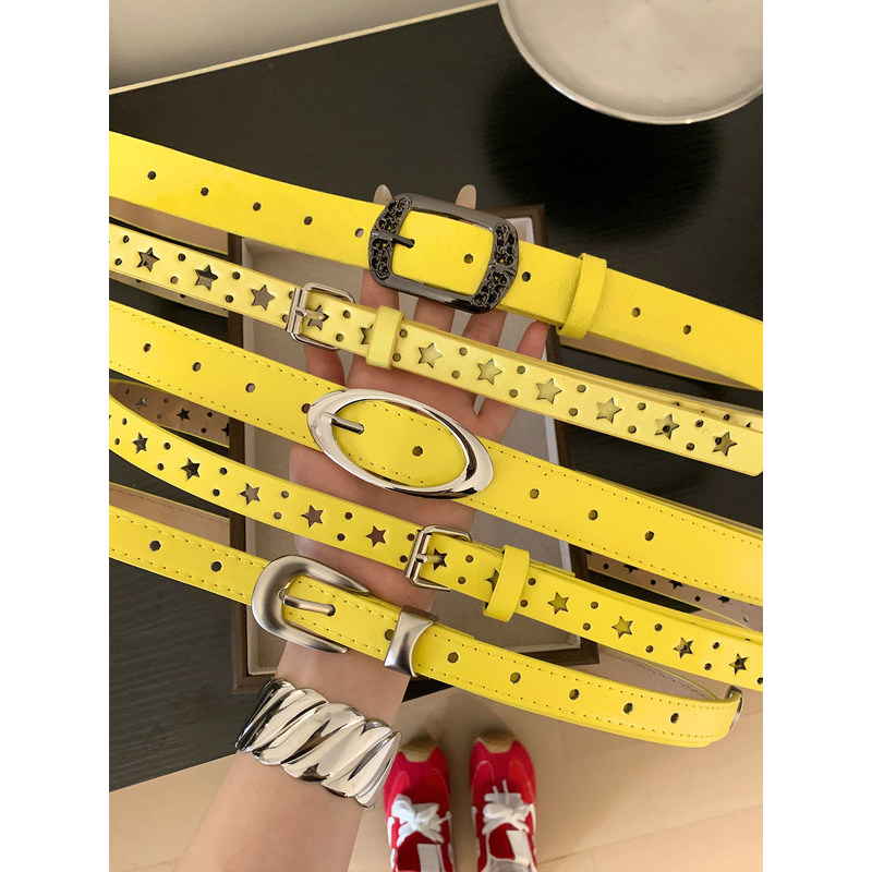 thắt lưng y2k quần hiphop y2k y2k outfit Phong Cách Mỹ y2k Phong Cách Thiên Niên Kỷ Đai Vàng Nữ Mùa 