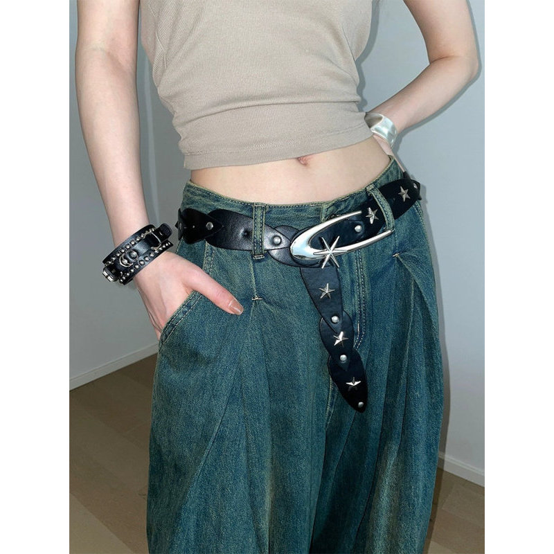 thắt lưng y2k quần hiphop y2k y2k outfit Chu Kỳ Vô Hạn Năm Cánh Ngôi Sao Thắt Lưng Nữ Niche Thiết Kế