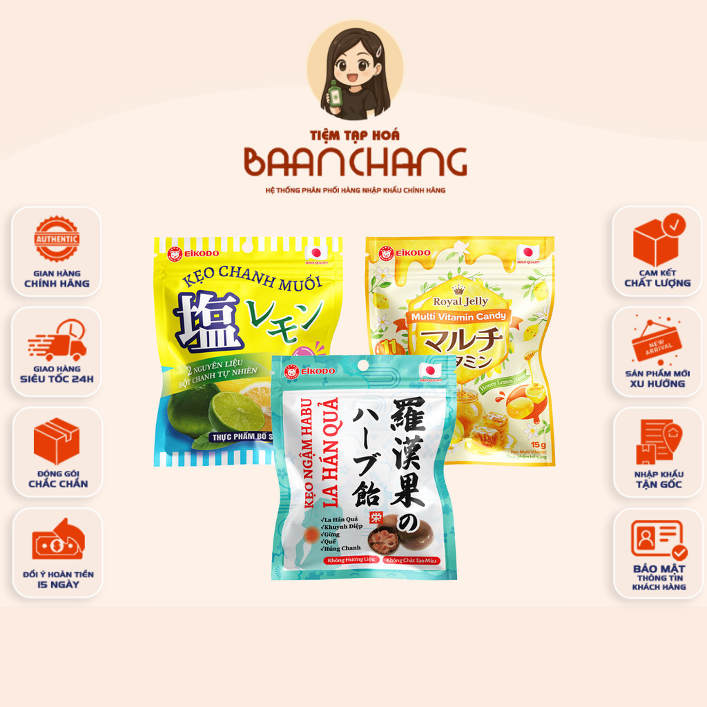 Kẹo Ngậm Eikodo 80g – Kẹo Ngậm Đủ Vị, Hàng Chính Hãng Eikodo Việt Nam