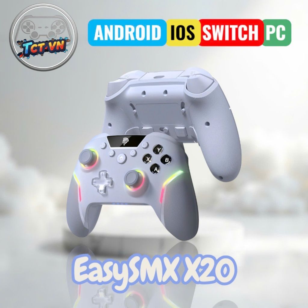 Tay cầm chơi game không dây EasySMX X20 với đầy đủ phím cơ, trải nghiệm chơi mượt mà.
