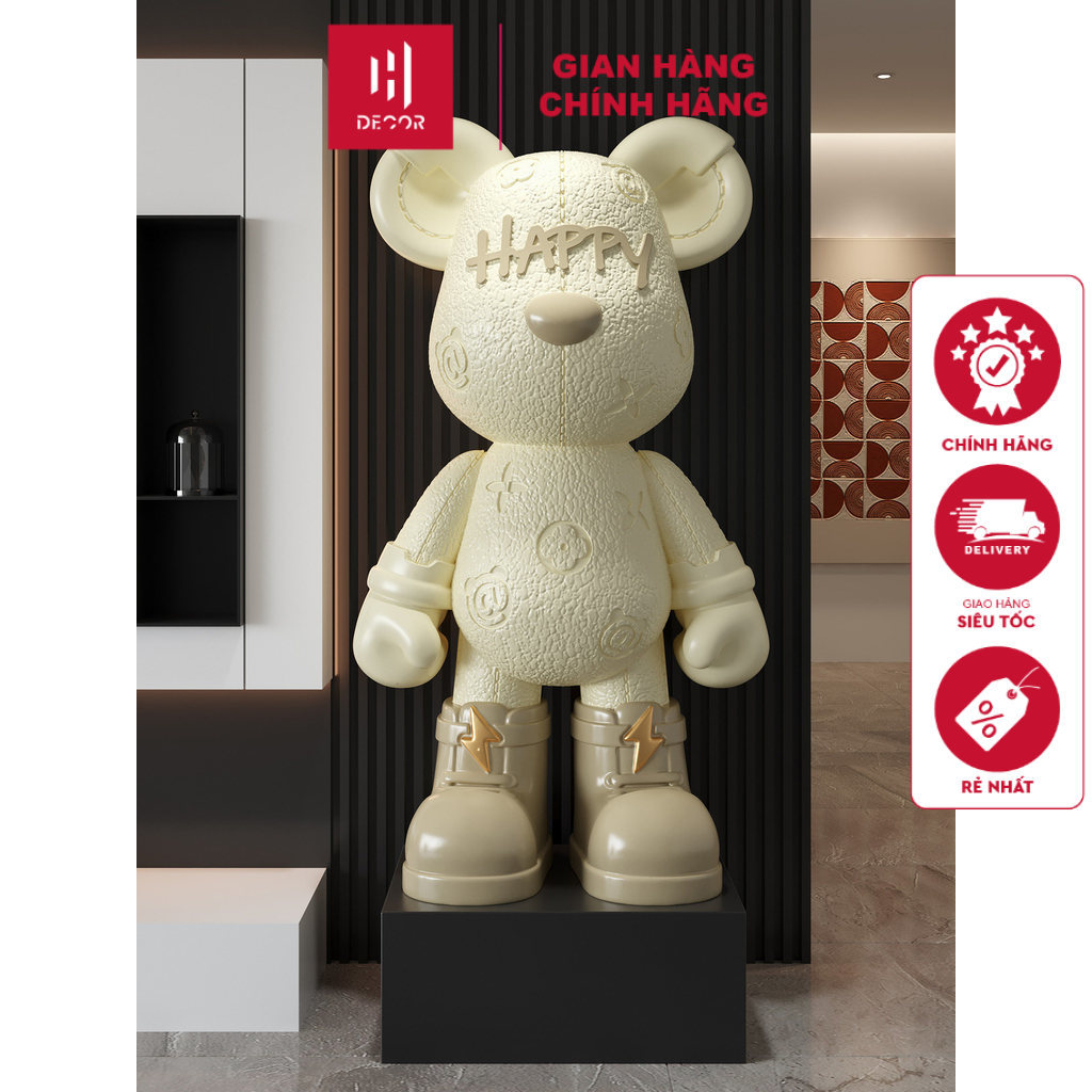 Gấu Bearbrick Decor Size Lớn Đặt Sàn Phòng Khách, Tượng Trang Trí Sofa – Kệ Tivi Phong Cách Hiện Đại