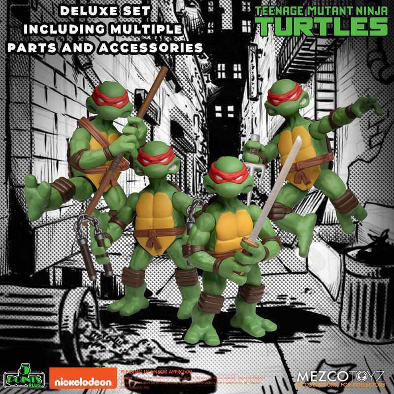 [Hộp dụng cụ Stubborn] Hàng có sẵn Mezco 5 điểm Ninja Turtles Four Turtles Set 12cm Nhân vật hành độ