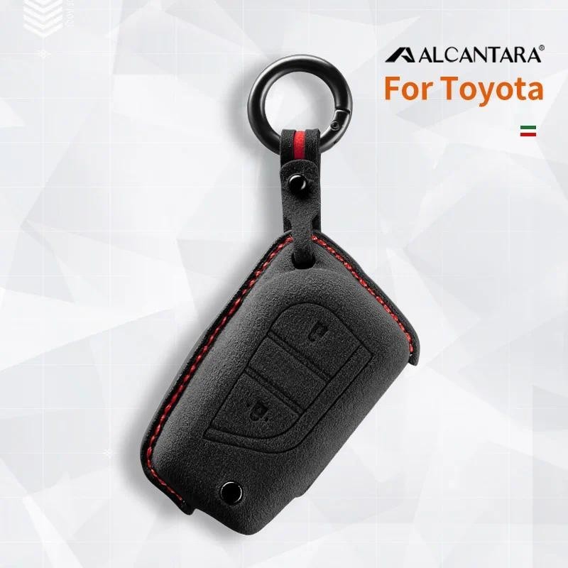 Alcantara Chìa Khóa Xe Ô Tô Bao Chìa Khóa Caver Cho Xe Toyota Aygo Hilux Auris 2018 2 Nút Móc Khóa P