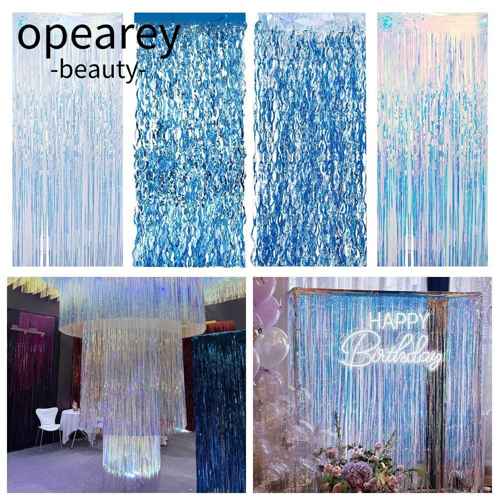 Rèm nền tiệc tùng OPEAREY, Rèm lá lấp lánh màu xanh lam đầy màu sắc Rèm lá lấp lánh, Cầu vồng lấp lá
