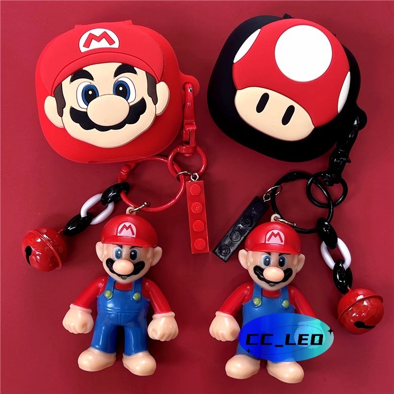 For EarFun Air Pro 3 Case Cartoon Mario Keychain Pendant Cute Lanyard Soft Silicone Case Suitable fo