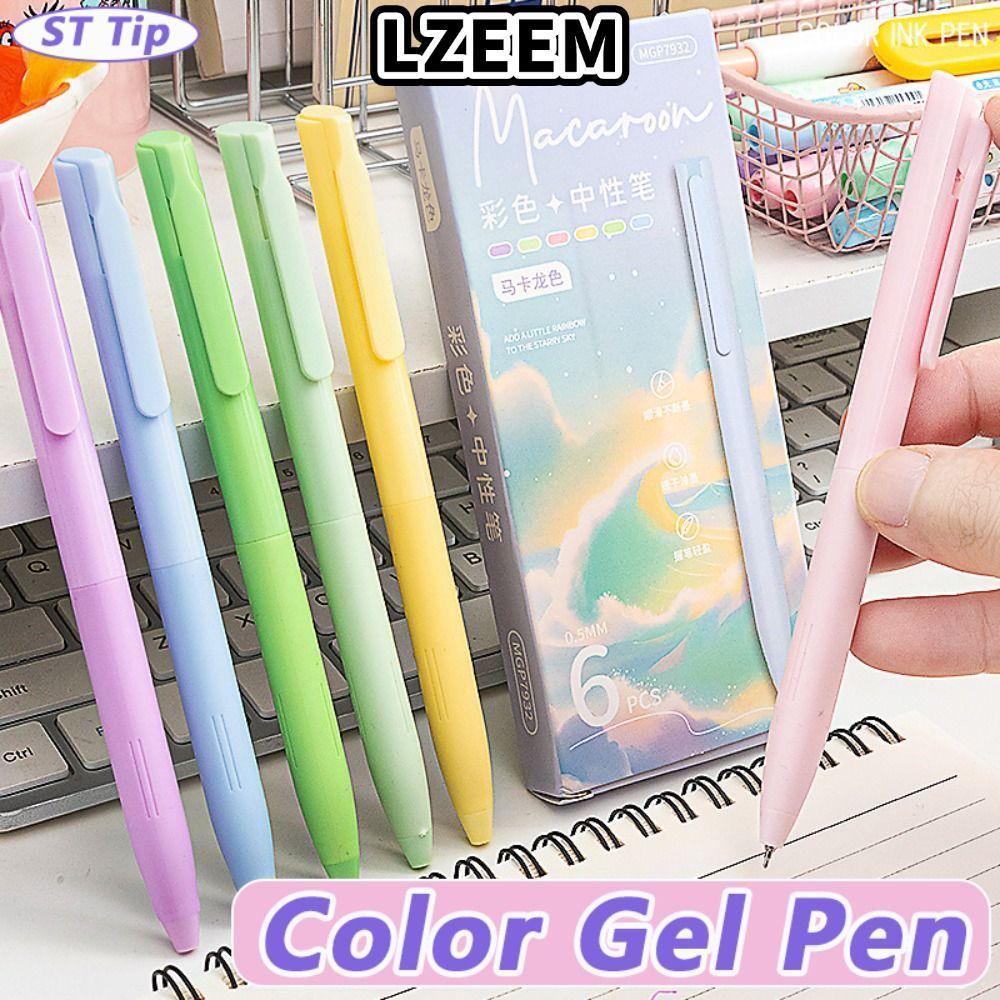 LZEEM 6 Màu / Bộ Bút Bi, Macaron / Morandi / Retro Color Press Type Color Gel Pen, Chất Lượng Cao 0.
