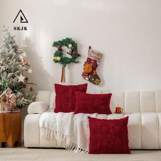 Vỏ Gối Sang Trọng Giáng Sinh SKJK, Vỏ Gối Bông Tuyết Jacquard, Có Thể Tháo Rời Phong Cách INS Cây Giáng Sinh Trắng Đệm Sofa / Giường