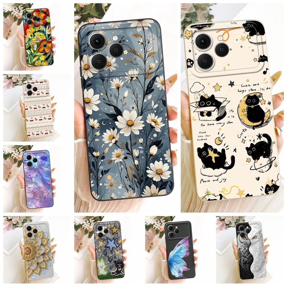 Vỏ Tecno Spark 40 Cover KM5 Phim hoạt hình thời trang dễ thương Vỏ điện thoại silicon vẽ ngộ nghĩnh 