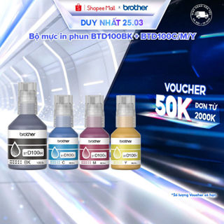 Bộ 4 bình mực in phun (đen/xanh/hồng/vàng) Brother BTD100BK/C/M/Y