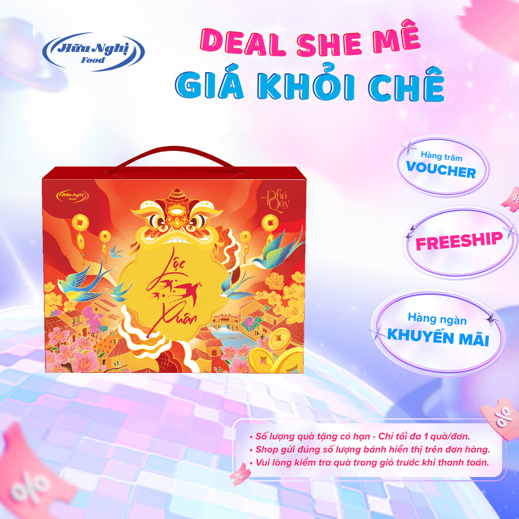 Hộp Quà Tết Hữu Nghị Food - Lộc Xuân Phú Quý 713g, Hộp quà Tết Hữu Nghị (Bao bì mới 2026)