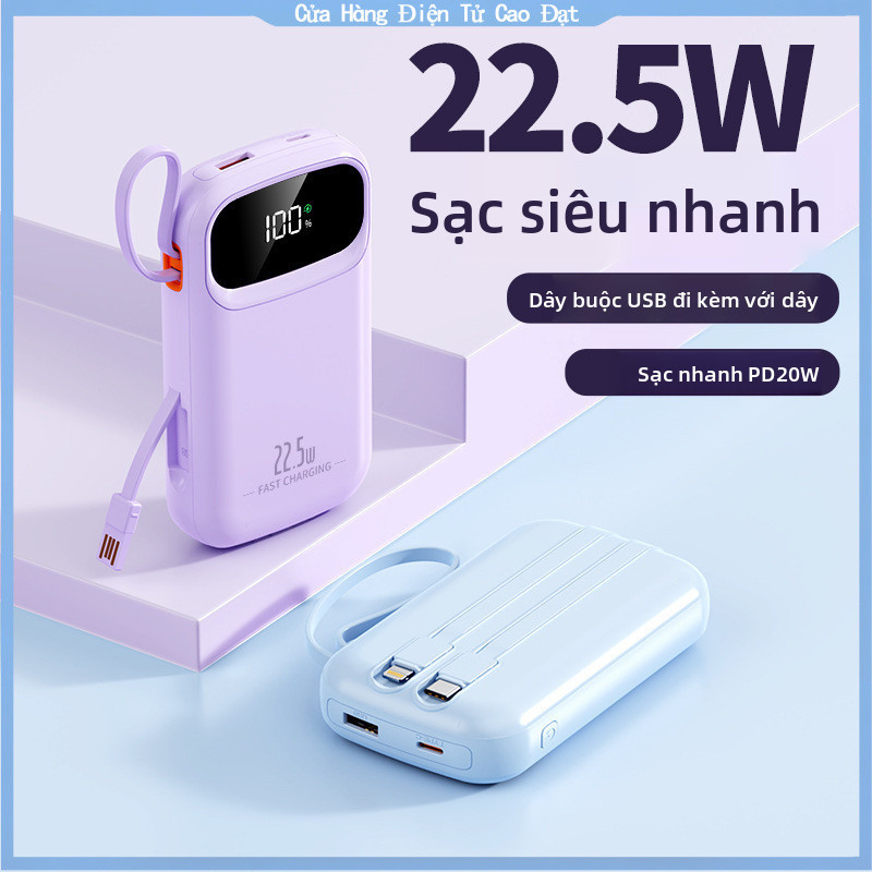 Sạc nhanh Mini với cáp Power Bank 20000mah Power Bank dung lượng lớn