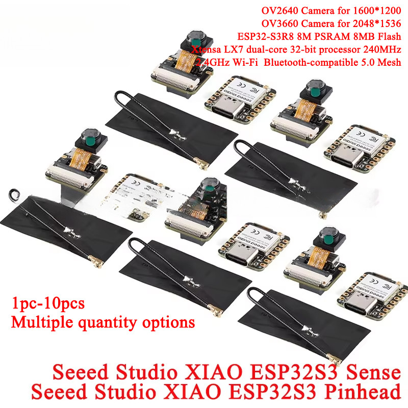3 cái / 1 cái Seeed Studio XIAO ESP32S3 Sense Seeeduino ESP32-S3 2.4G WiFi BLE Mesh 5.0 Wi-Fi OV2640