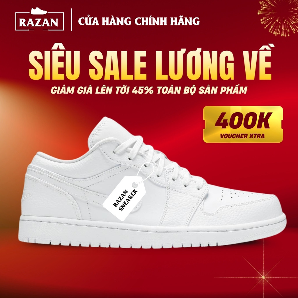 Giày Air Jordan 1 Low Triple White 553558-136