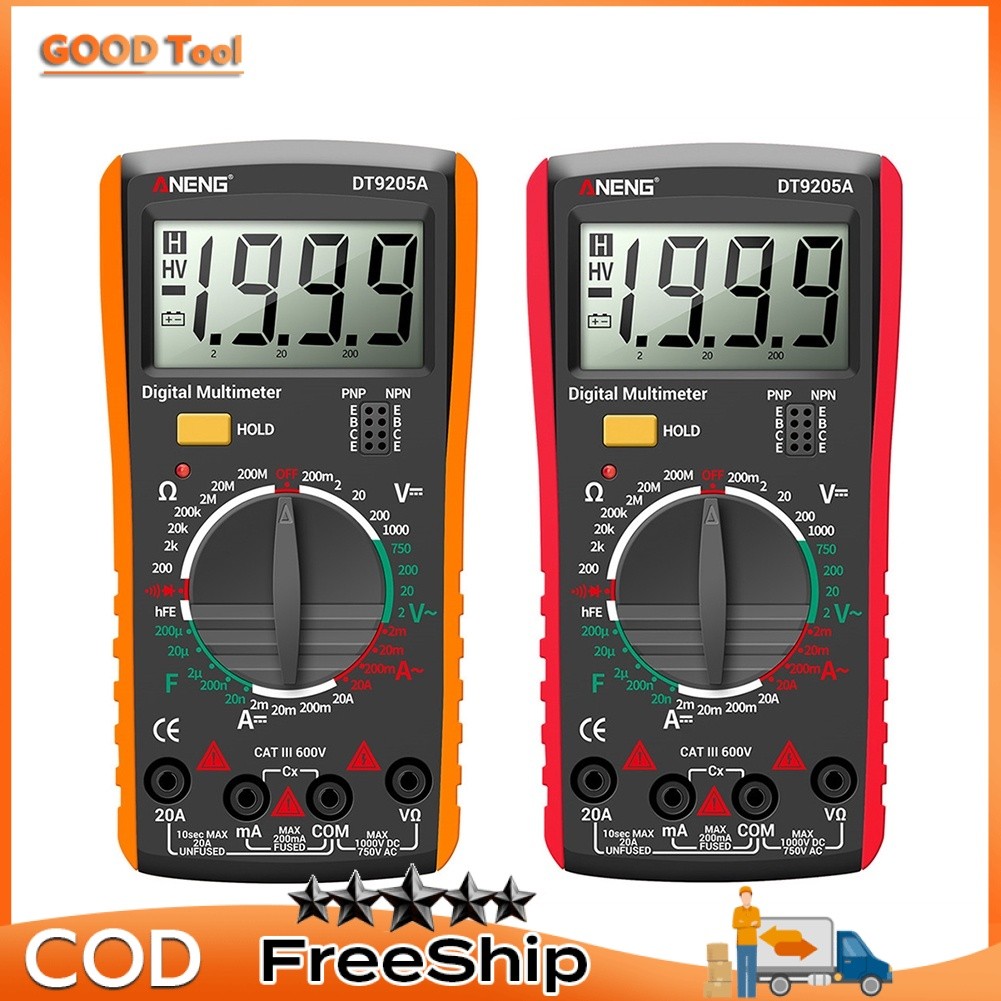 Đồng hồ đo vạn năng Excel DT9205A，Máy đo bóng bán dẫn đa năng Minh Màn Hình Kỹ Thuật Số Độ Chính Xác