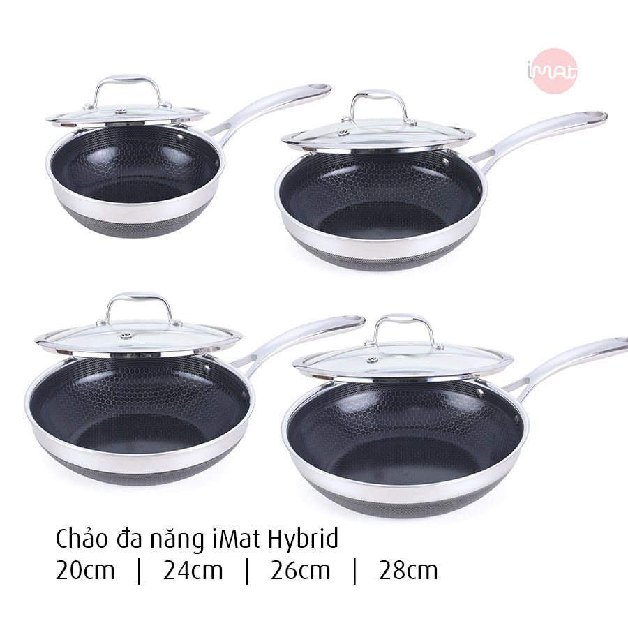 Chảo đa năng iMat Hybrid chống dính Ceramic lòng đen