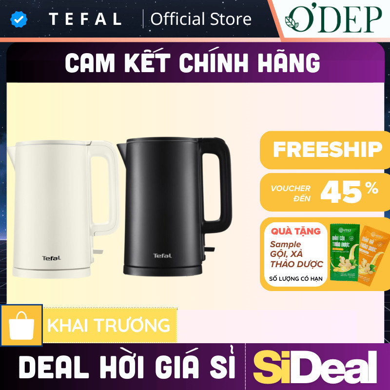 Ấm siêu tốc 1.5L Tefal Chính hãng công suất 1500W 2 màu trắng đen KO140AE0/KO1408E0 - SIDEAL SIA