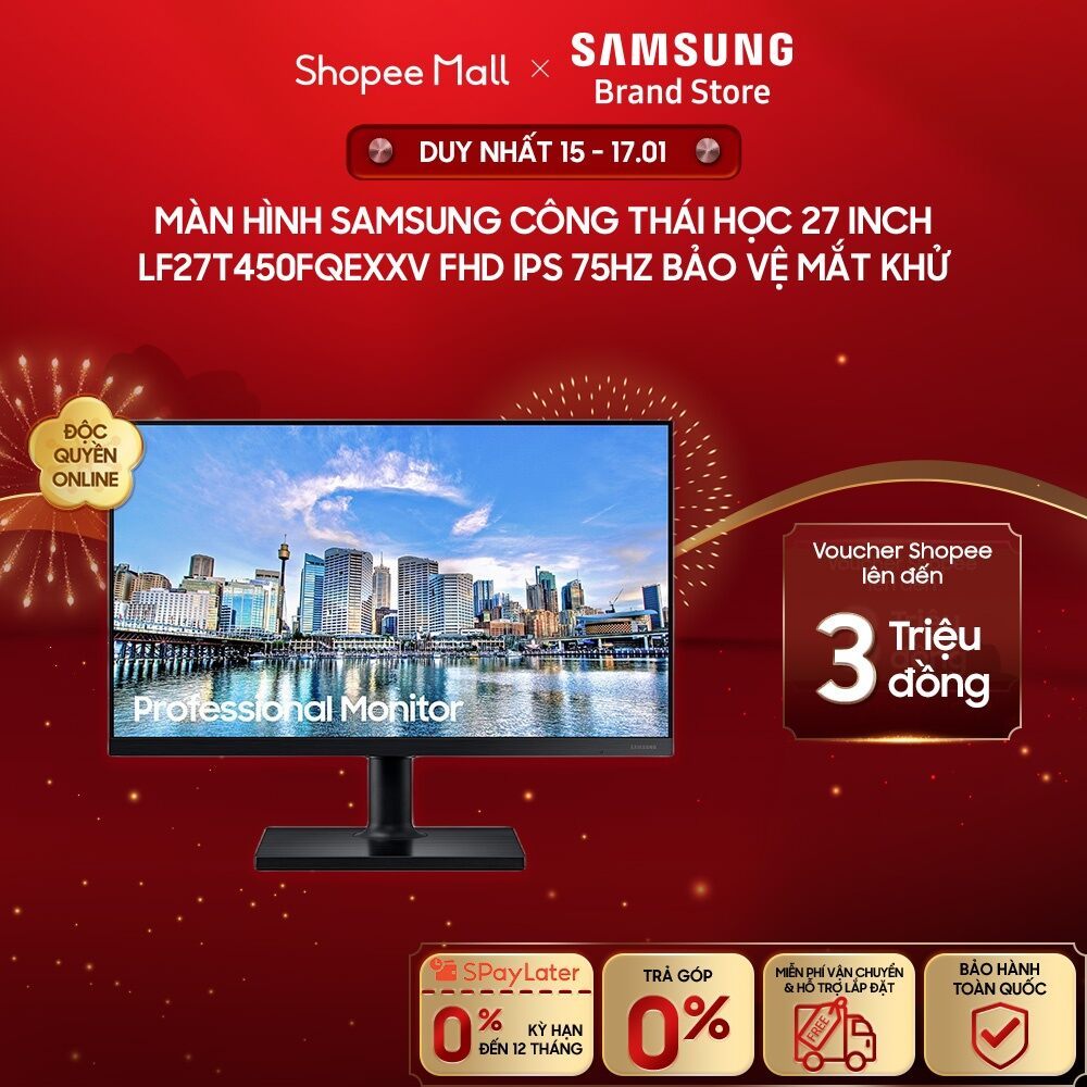 [MIỄN PHÍ VẬN CHUYỂN] Màn hình Samsung công thái học 27 inch LF27T450FQEXXV FHD IPS 75Hz Bảo vệ mắt 