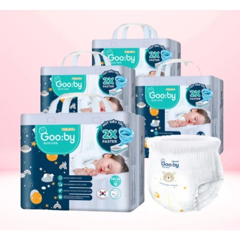 [BỈM ĐÊM] Combo 2 bịch Tã/Bỉm GOOBY ĐÊM Premium Đêm Chính hãng, giá tốt