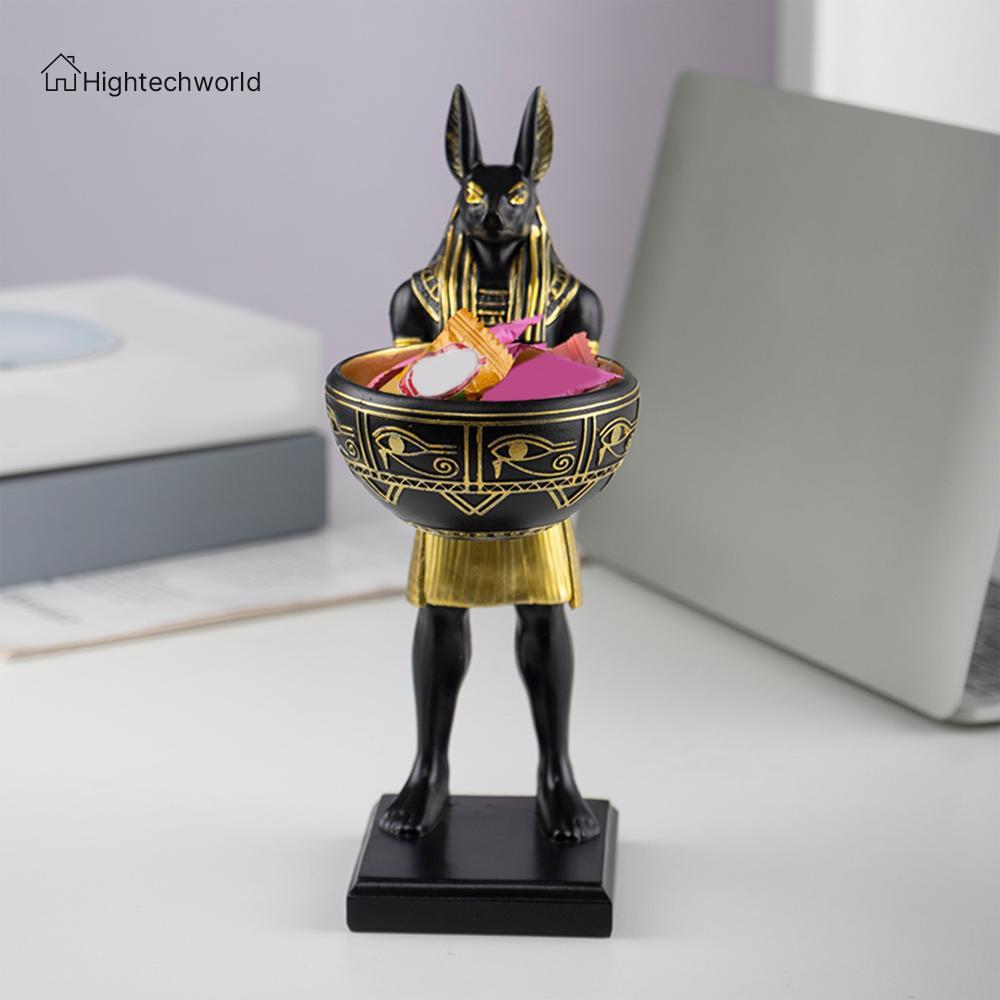 Tượng thần Anubis 25cm bằng nhựa Tượng thần Ai Cập có bát Điêu khắc nghệ thuật Ai Cập cổ đại Trang t