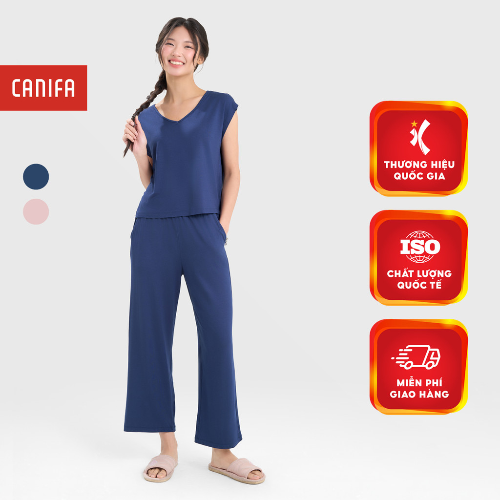 Bộ mặc nhà nữ không tay quần dài CANIFA 6LS25S008