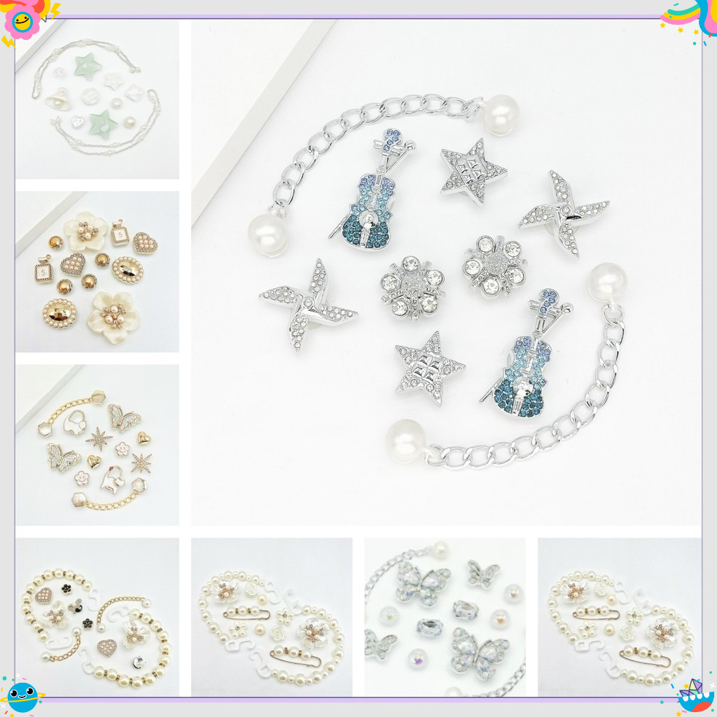 Charm Stickers/Set 15/8/18 Màu xanh Violin Set Sandals Stickers Nút Sandals Trang trí Sandals với lỗ