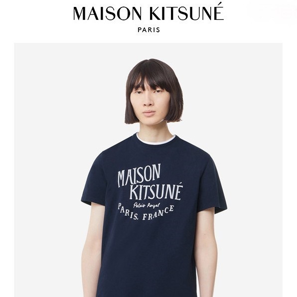 VW8 Áo Thun Ngắn Tay Maison Kitsune Bằng Cotton, Cổ Tròn Nam Nữ