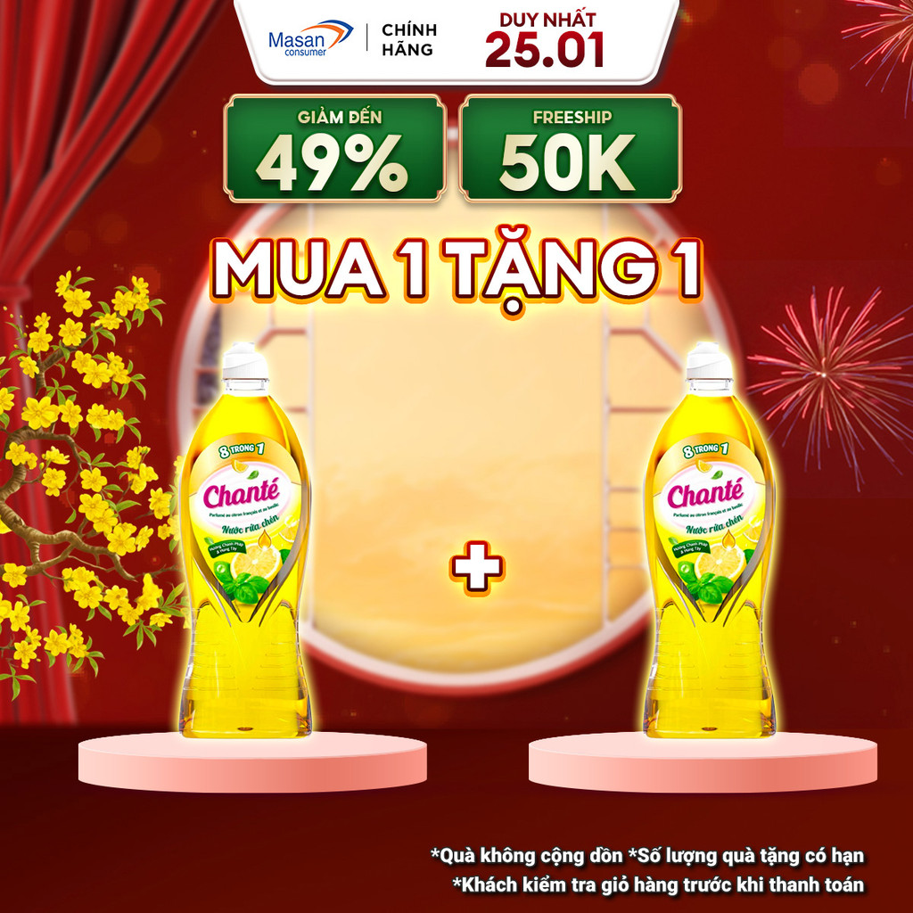 Nước rửa chén Chanté cao cấp 8 trong 1 hương chanh Pháp & húng tây 750gr